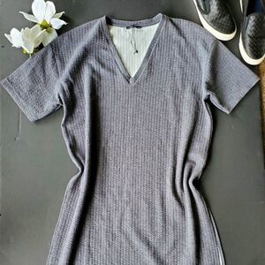 Zara Grey Quilted Dress